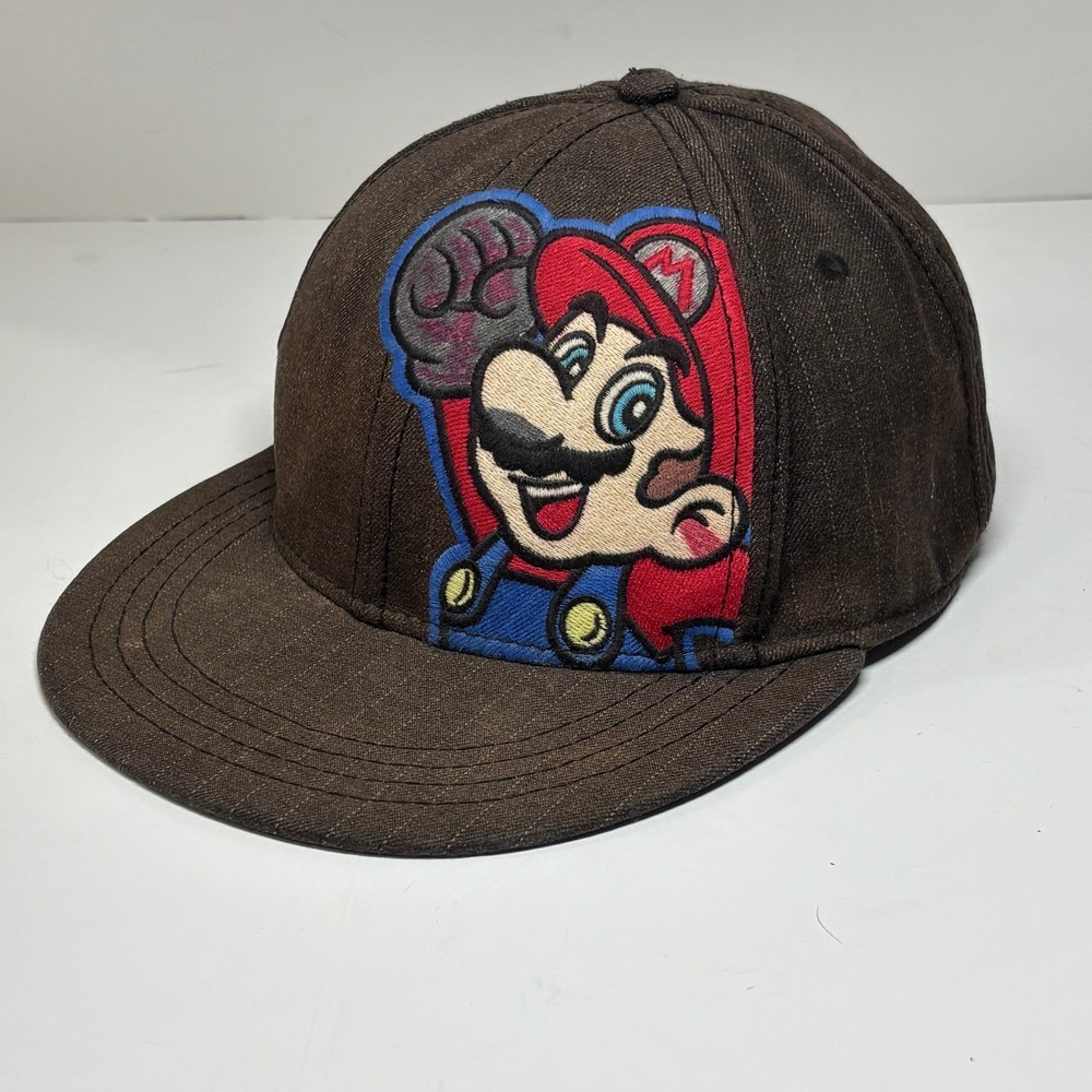 Nintendo Super Mario Bros Embroidered Snapback Hat Brown S‎ M